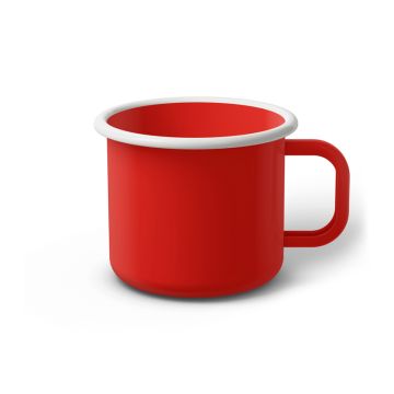 Emaille Tasse 8 cm rot, weißer Rand, Innenfarbe rot, (Klassiker) Emaille Tasse 8 cm rot, weißer Rand, Innenfarbe rot, (Klassiker)