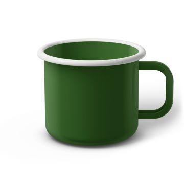Emaille Tasse 9 cm grün, weißer Rand, Innenfarbe grün, (Jumbotasse) Emaille Tasse 9 cm grün, weißer Rand, Innenfarbe grün, (Jumbotasse)