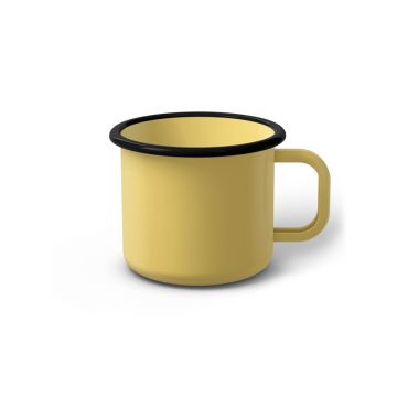 Emaille Tasse 7 cm hellgelb, schwarzer Rand, Innenfarbe hellgelb, (Cappuccinotasse) Emaille Tasse 7 cm hellgelb, schwarzer Rand, Innenfarbe hellgelb, (Cappuccinotasse)