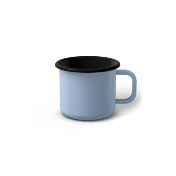 Emaille Tasse 6 cm hellblau, schwarzer Rand, Innenfarbe schwarz, (Kaffeetasse) Emaille Tasse 6 cm hellblau, schwarzer Rand, Innenfarbe schwarz, (Kaffeetasse)