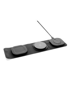 Swiss Peak 15W 3-in 1 Wireless-Reise-Charger aus RCS Plastik