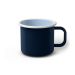 Emaille Tasse 8 cm dunkelblau, weißer Rand, Innenfarbe hellblau, (Klassiker)