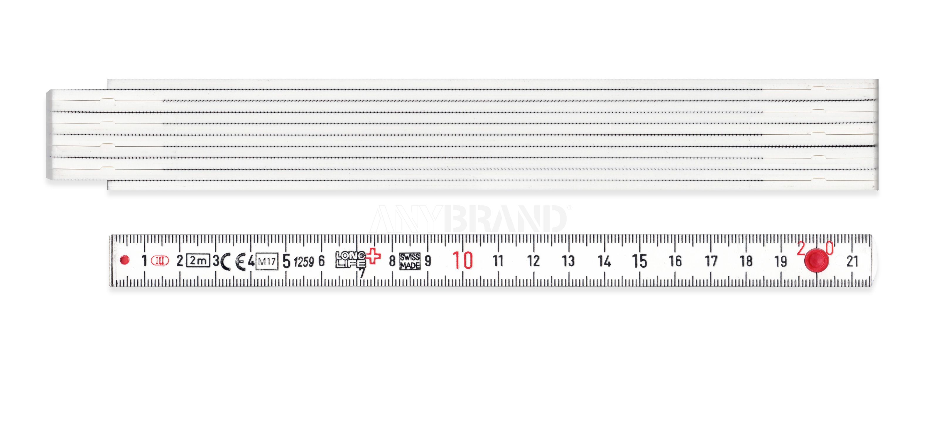 LongLife Plus Zollstock weiss aus Kunststoff (2m) weiss mit Logo  