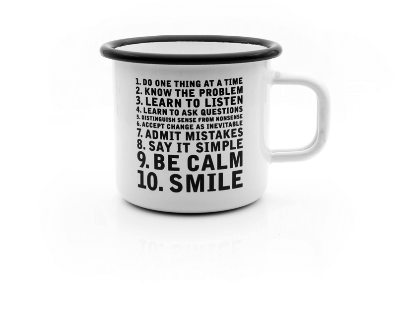 Emaille Tasse weiß Smile