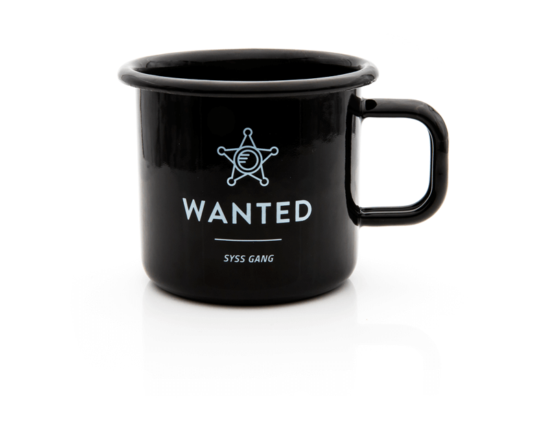 Emaille Tasse Wanted