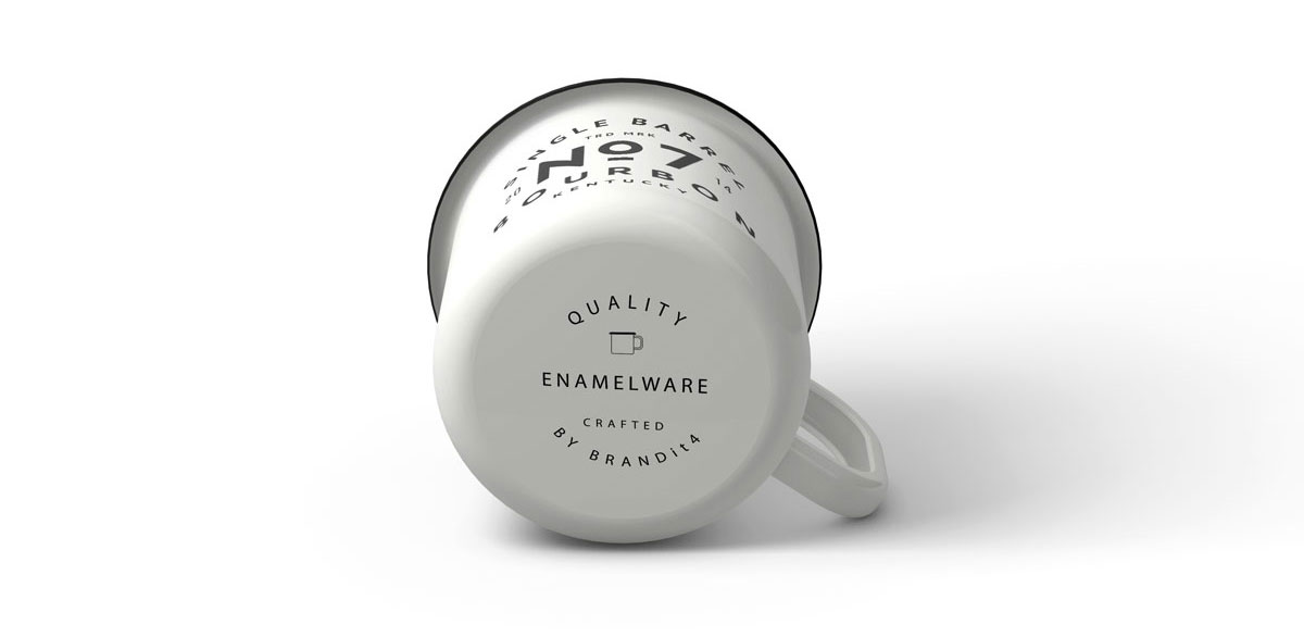 Emaille Tasse mit eingener Bodenmarke bedrucken