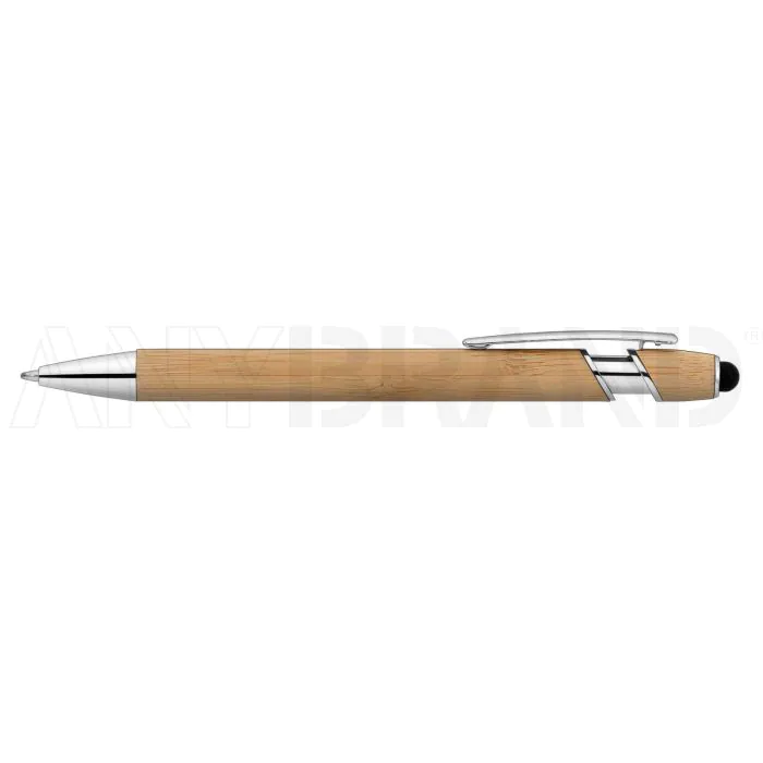 Alpha Bambus-Kugelschreiber mit Stylus holzfarben mit Logo bedrucken |  ANYBRAND