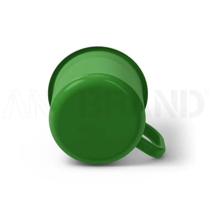 Emaille Tasse 8 cm weißer Rand, Innen- und Außenfarbe gleich, (Klassiker) bedrucken
