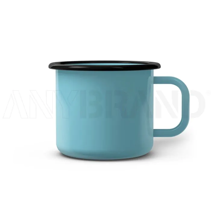 Emaille Tasse 8 cm schwarzer Rand, Innen- und Außenfarbe gleich, (Klassiker) bedrucken