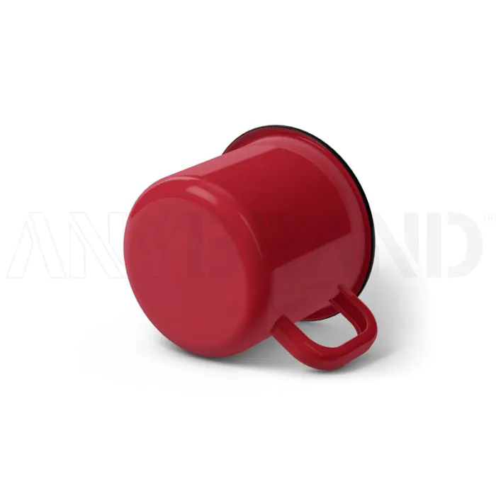 Emaille Tasse 7 cm, schwarzer Rand, Innenfarbe schwarz, (Cappuccinotasse) bedrucken