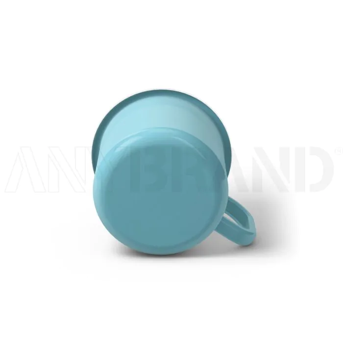 Emaille Tasse 7 cm schwarzer Rand, Innen- und Außenfarbe gleich, (Cappuccinotasse) bedrucken