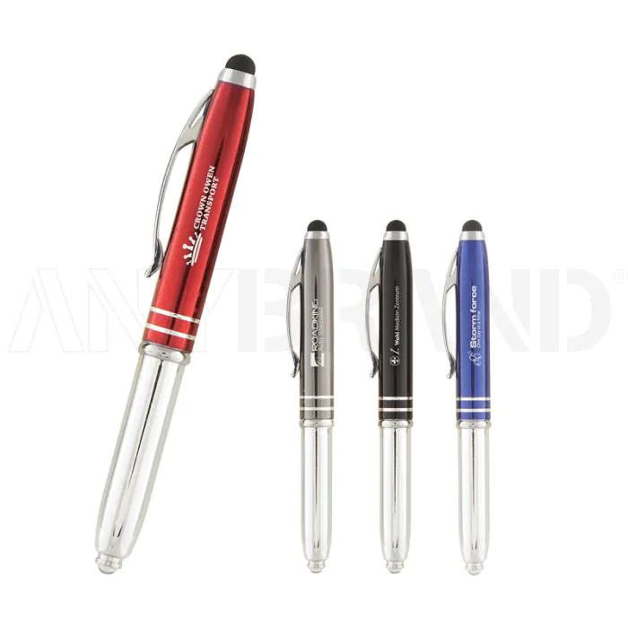 3-Funktionen Kugelschreiber Sky mit Taschenlampe und Stylus bedrucken