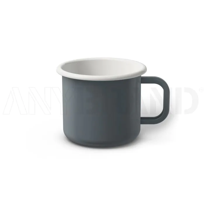 Emaille Tasse 7 cm, weißer Rand, Innenfarbe weiß, (Cappuccinotasse) mit Logo bedrucken