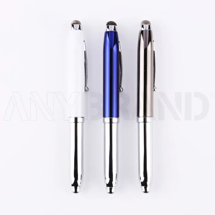 3-Funktionen Kugelschreiber Crowd mit LED und Stylus bedrucken