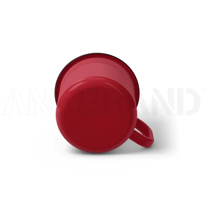 Emaille Tasse 7 cm, schwarzer Rand, Innenfarbe schwarz, (Cappuccinotasse) bedrucken