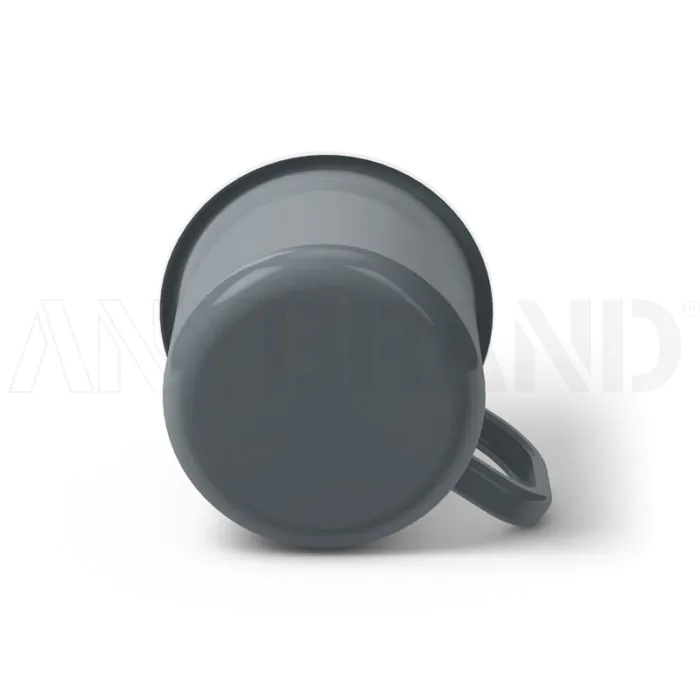 Emaille Tasse 8 cm, weißer Rand, Innenfarbe weiß, (Klassiker) bedrucken