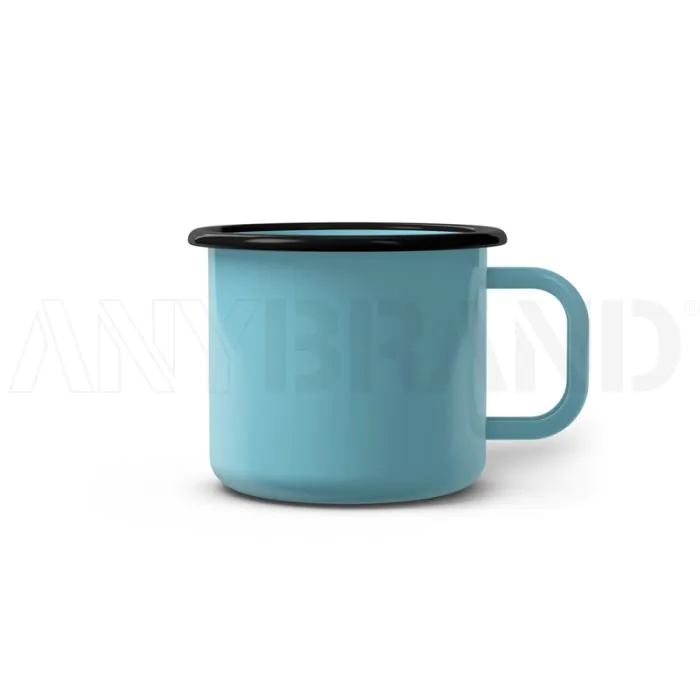 Emaille Tasse 7 cm schwarzer Rand, Innen- und Außenfarbe gleich, (Cappuccinotasse) bedrucken