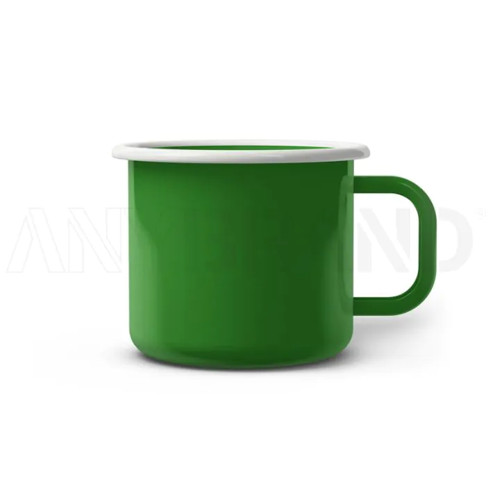 Emaille Tasse 8 cm weißer Rand, Innen- und Außenfarbe gleich, (Klassiker) bedrucken