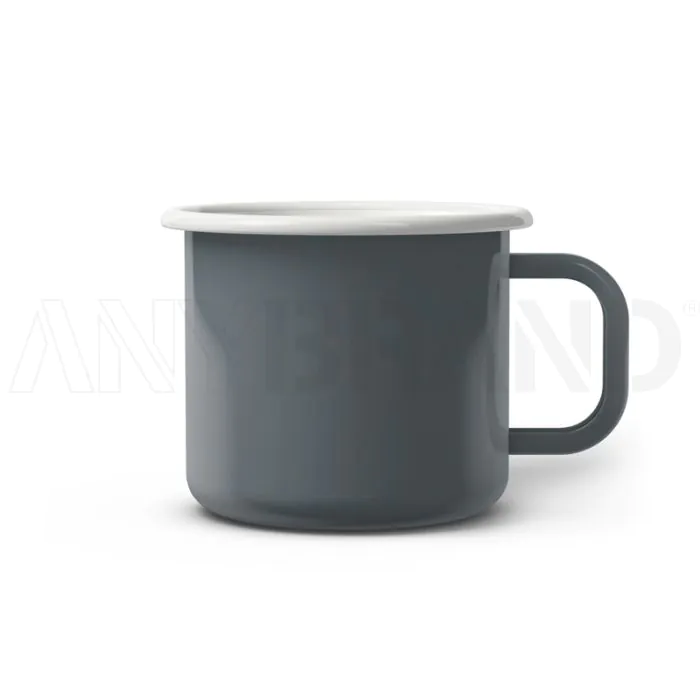 Emaille Tasse 8 cm, weißer Rand, Innenfarbe weiß, (Klassiker) bedrucken